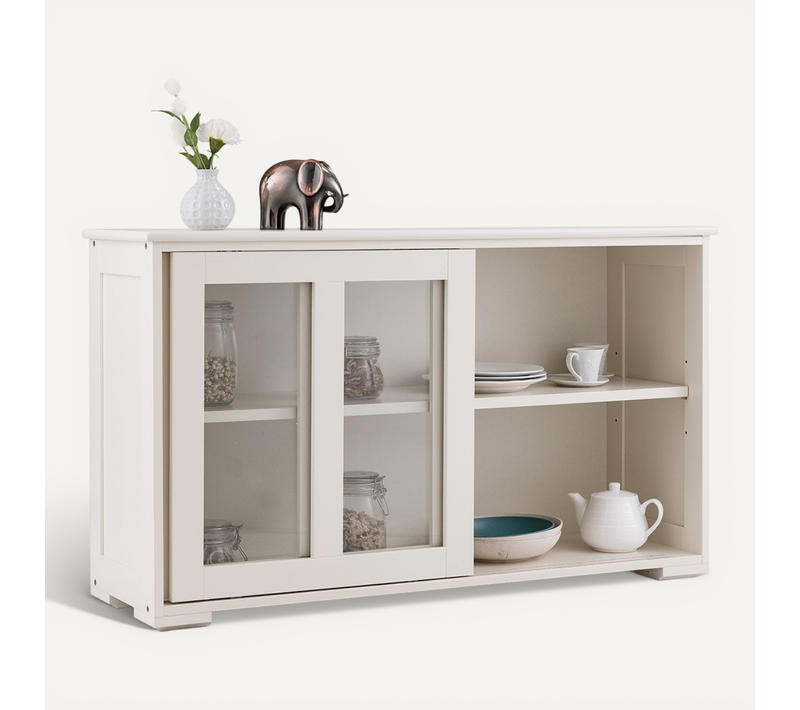 Buffet De Cuisine, Meuble Cuisine, Meuble De Rangement Avec 2 Portes En Mdf 106,5x33x62,5cm Beige