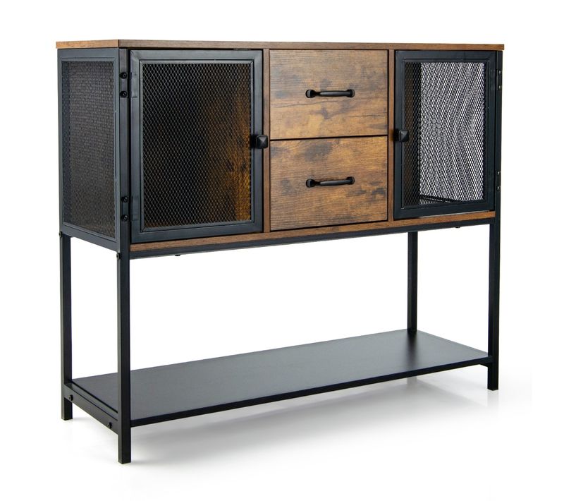 Buffet De Cuisine, Meuble De Rangement Avec 2 Placard 2 Tiroirs 100x35x85 Cm Pour Salon Cuisine