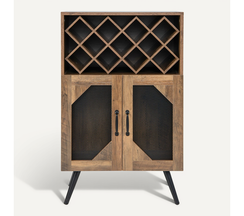 Buffet De Cuisine, Placard, Meuble De Rangement Avec Porte-bouteilles 2 Portes - 59,5x33,5x93,5 Cm