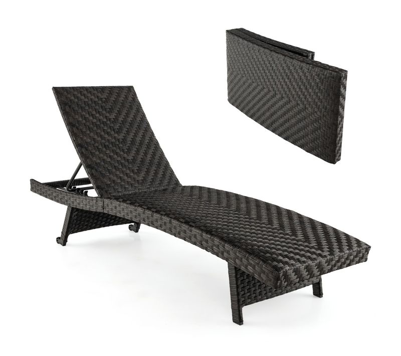 Transat, Bain De Soleil, Chaise Longue Pliable Dossier Inclinable Roues Arrière Marron