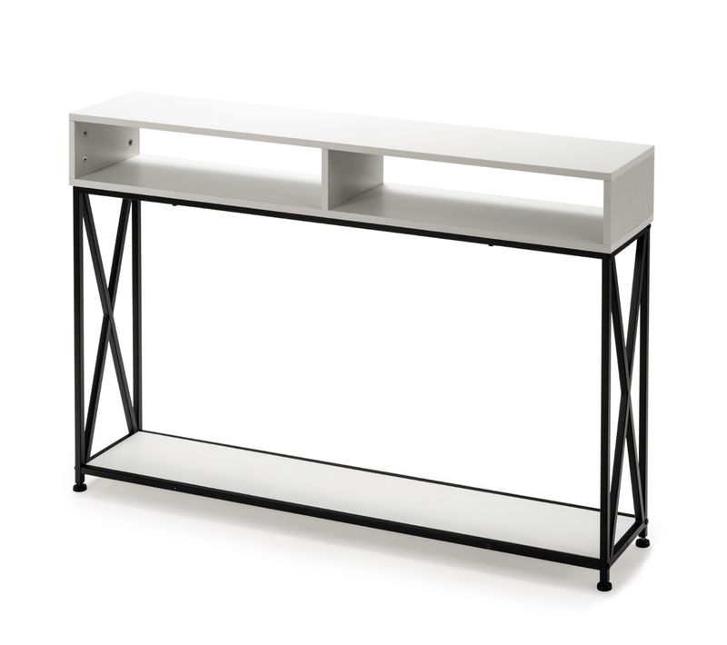 Table Console - Table D'entrée - Meuble D'entrée Anti-basculement Acier 120x23x79cm Blanc