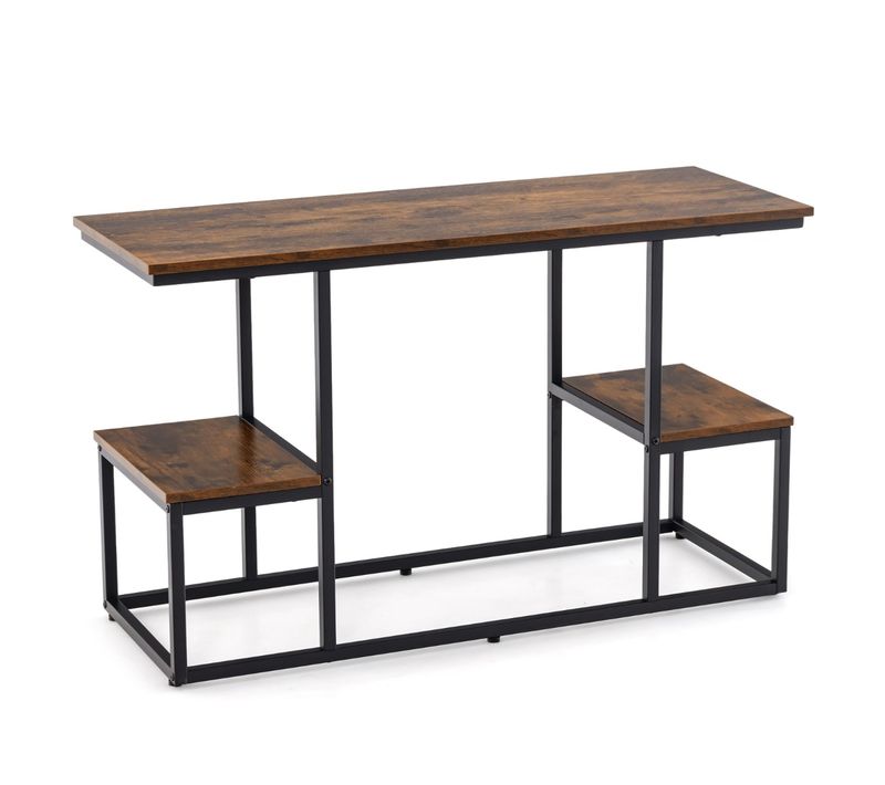 Table Console - Table D'entrée à 2 Niveaux Pour TV Bois 108x40x65cm Marron Rustique