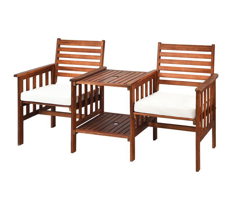 Salon De Jardin - Mobilier De Jardin En Bois D’acacia 2 Personnes Charge 160kg Ensemble De Meubles