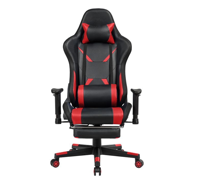 Chaise Gaming Fauteuil De Bureau Hauteur Ajustable Et Dossier Inclinable Repose Pieds Inclus Rouge