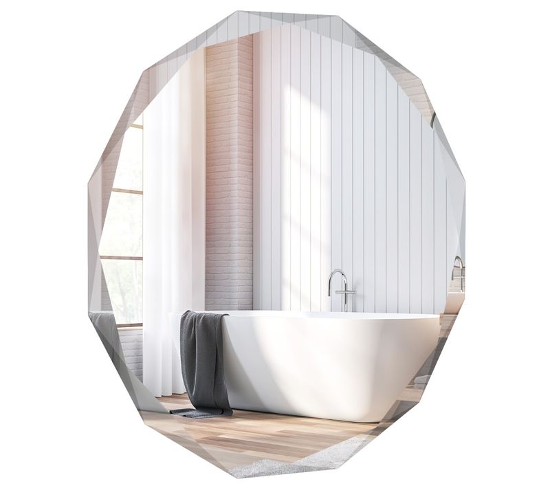 Miroir De Courtoisie Mural Sans Cadre Miroir Décoratif 76 Cm Antidéflagrant Bords Biseautés Unique