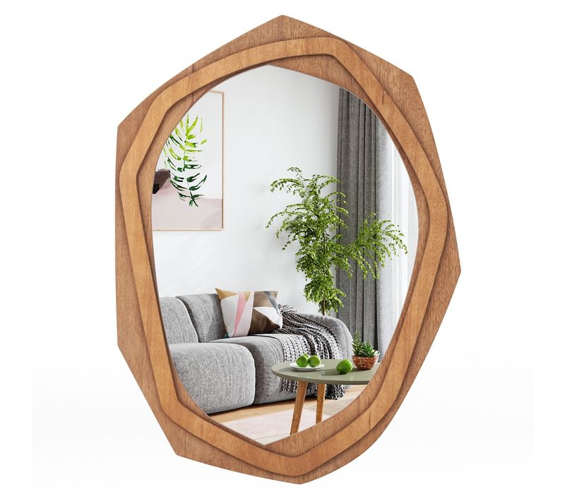 Miroir Décoratif à Cadre Irrégulier Grand Miroir Mural Imperméable De 89,5 X 66 Cm Avec Vis D'expa