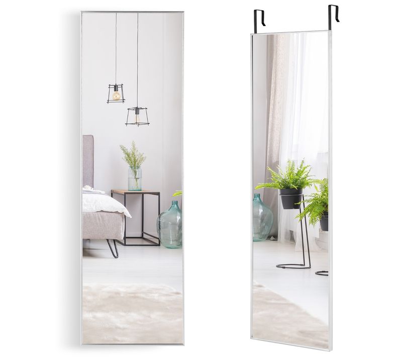 Miroir HD Psyché Mural Miroir Rectangulaire De Grand Format H 120 X  L37 Cm Cadre Argent En Alliag