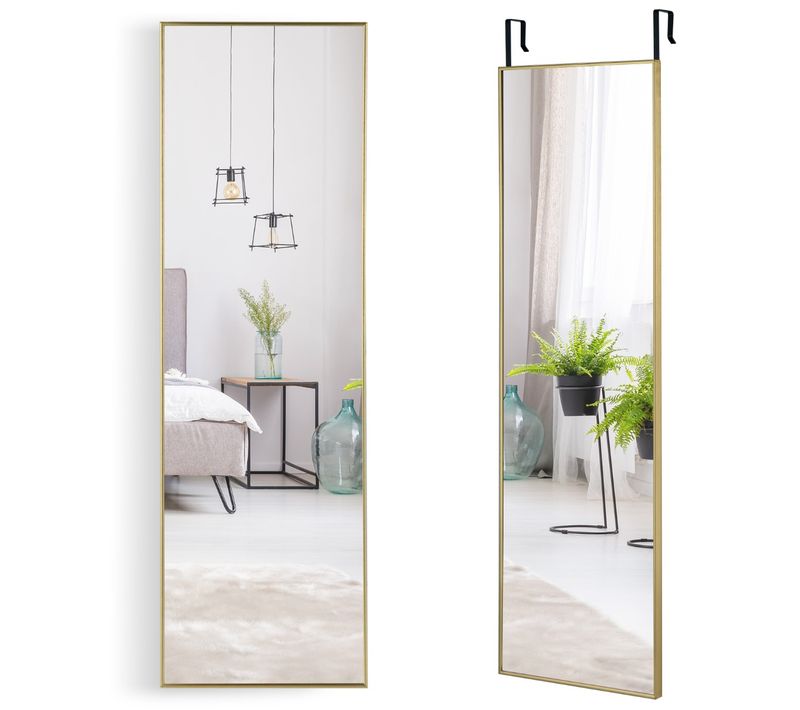 Miroir HD Psyché Mural Miroir Rectangulaire De Grand Format H 120 X  L37 Cm Cadre Or En Alliage D'