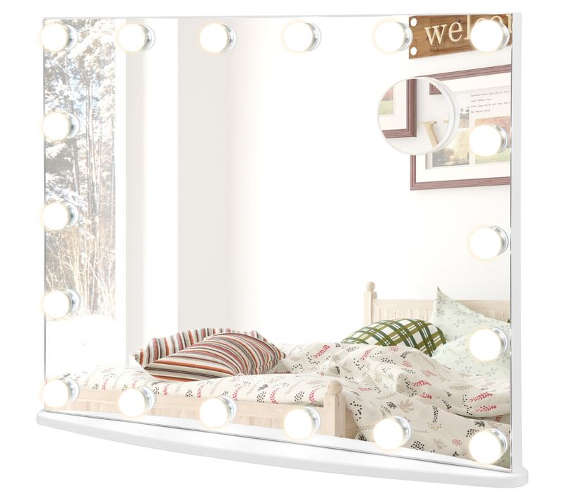 Miroir Maquillage Hollywood-18 Ampoules LED Tactile Grossissement 3x Éclairage Blanc Froid/chaud/n