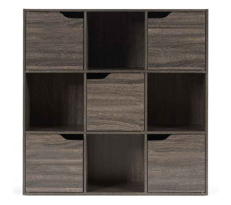Bibliothèque - Étagère - Meuble De Rangement Cube De Rangement 5 Avec Portes 90 X 29 X 90 Cm Gris