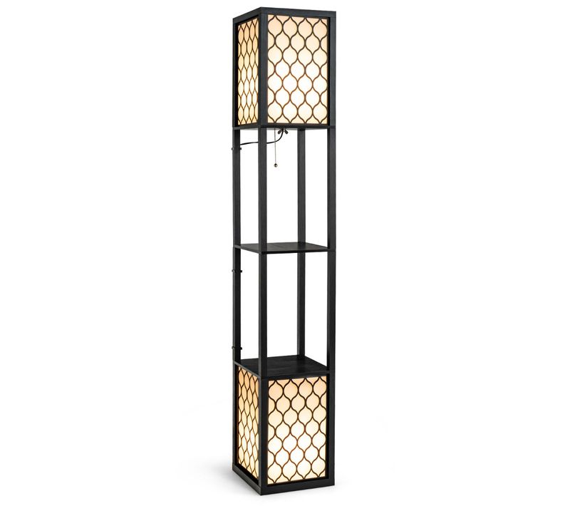 Lampadaire Avec Etagères, Lampadaire Modernes Avec 2 Tablette De Rangements Base Pour Lampe E27 26