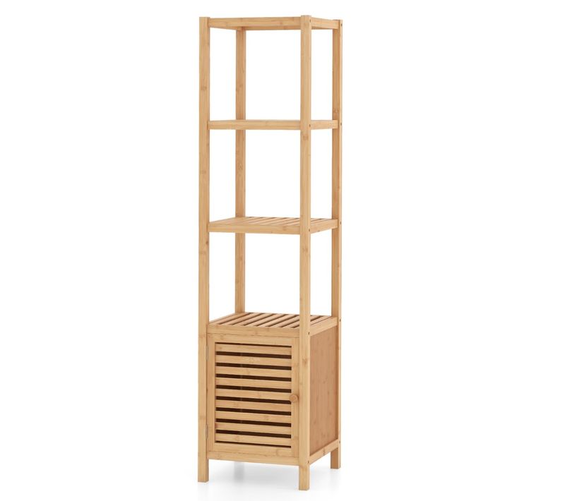 Meuble De Salle De Bain, Armoire De Rangement De 140 Cm De Haut Etagères Ouvertes à 4 Niveaux