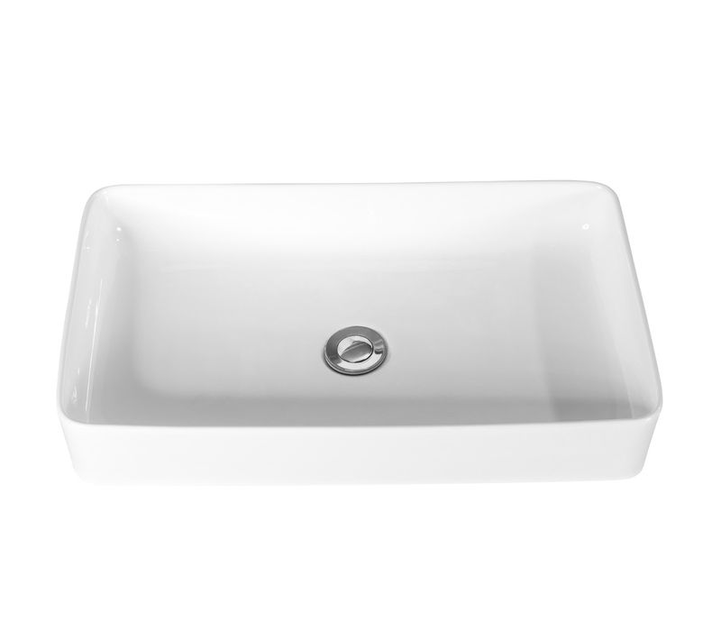 Vasque à Poser Lavabo Salle De Bain 60x35cm Avec Vidange Escamotable Blanc
