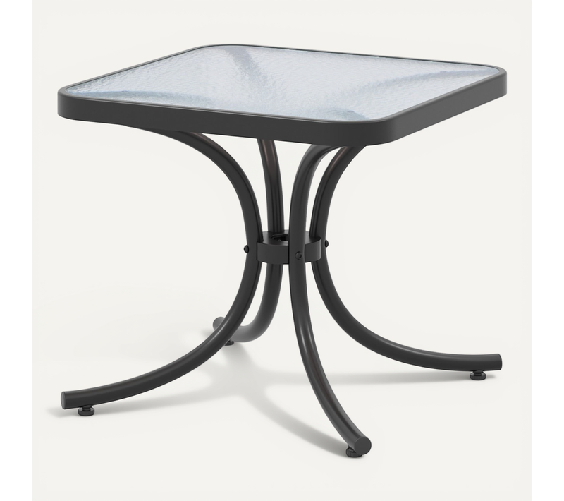 Table De Jardin Carrée Plateau En Verre Trempé 50 Cm Table Basse De Patio Avec Cadre En Métal