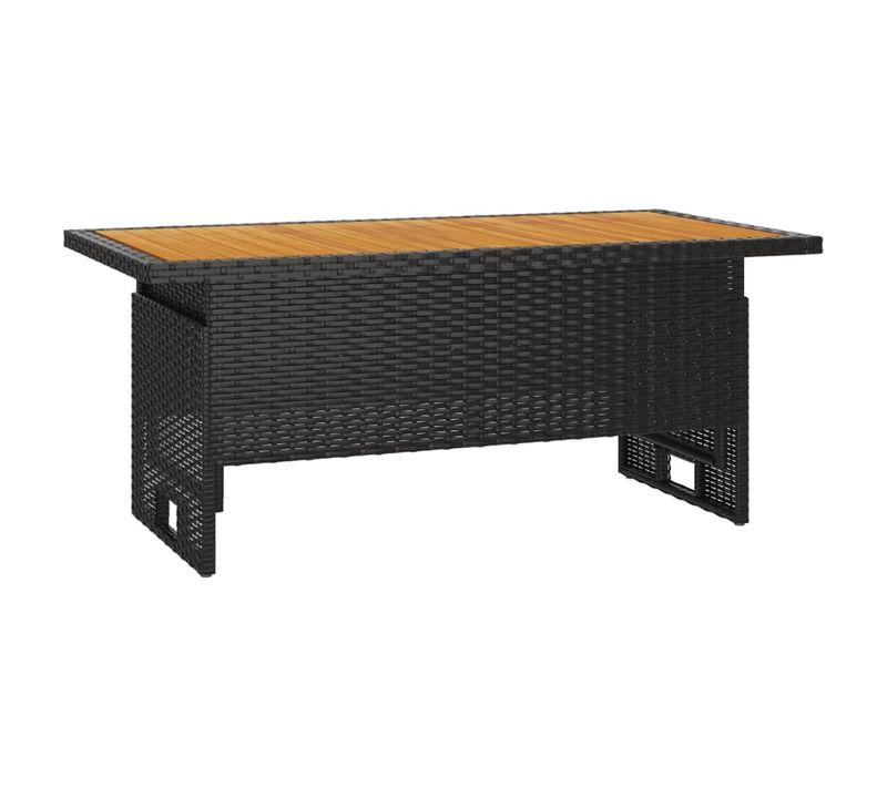 Table De Jardin - Table De Patio Noir 100x50x43/63 Cm Acacia Et Résine Tressée D479