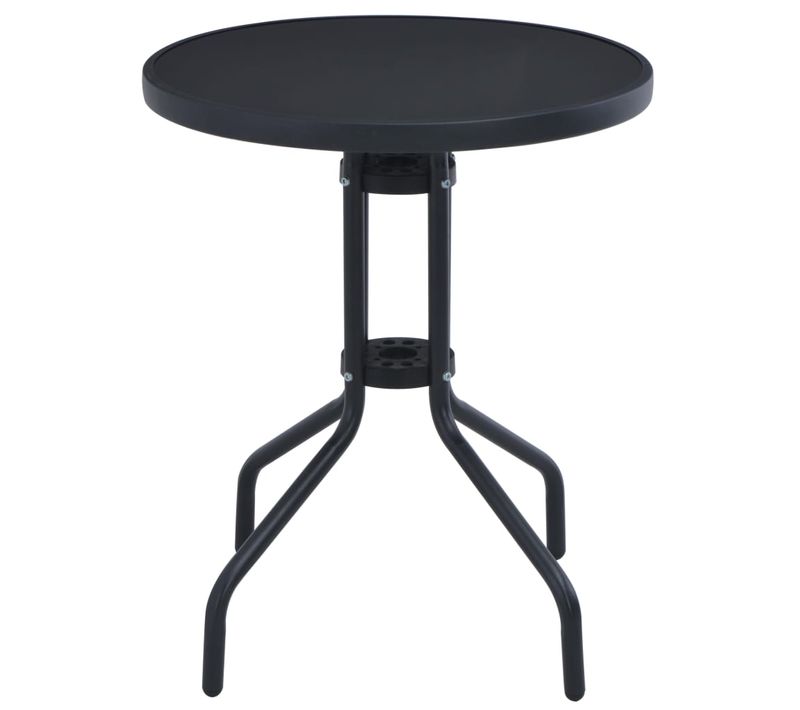 Table De Jardin - Table D'extérieur Noir 80 Cm Acier Et Verre