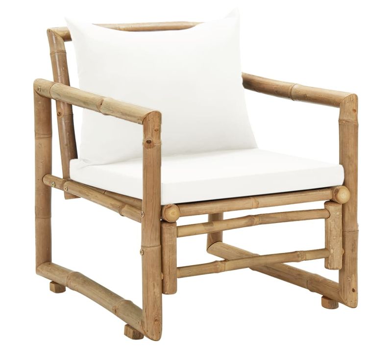 Lot De 2 Chaises De Jardin - Chaises D'extérieur Avec Coussins Et Oreillers Bambou