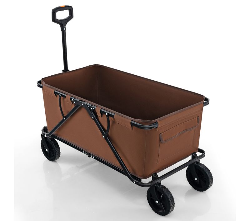 Chariot 170 L Chariot Pliable Avec Guidon Réglable Porte-bouteilles Et Poche De Rangement Café