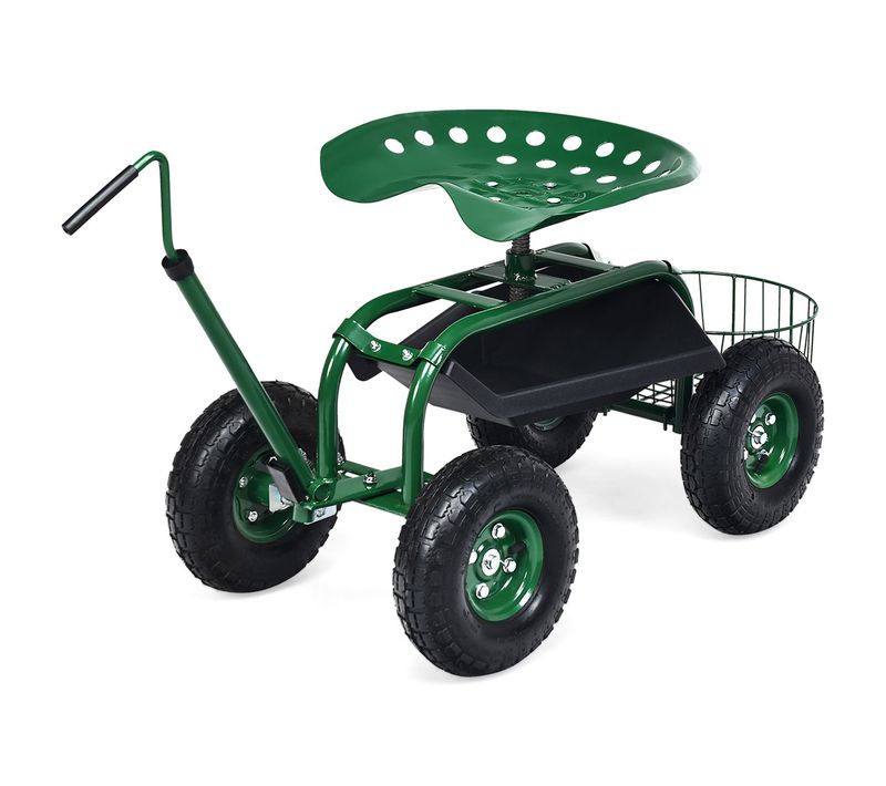 Desserte D'extérieur Chariot De Jardin Avec 2 Plateaux à Outils 96,5x47,5x47-55cm Vert