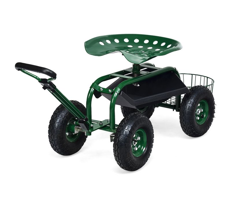 Desserte D'extérieur Chariot De Jardin Avec 2 Plateaux à Outils 96,5x48,5x45,5-54,5cm Vert