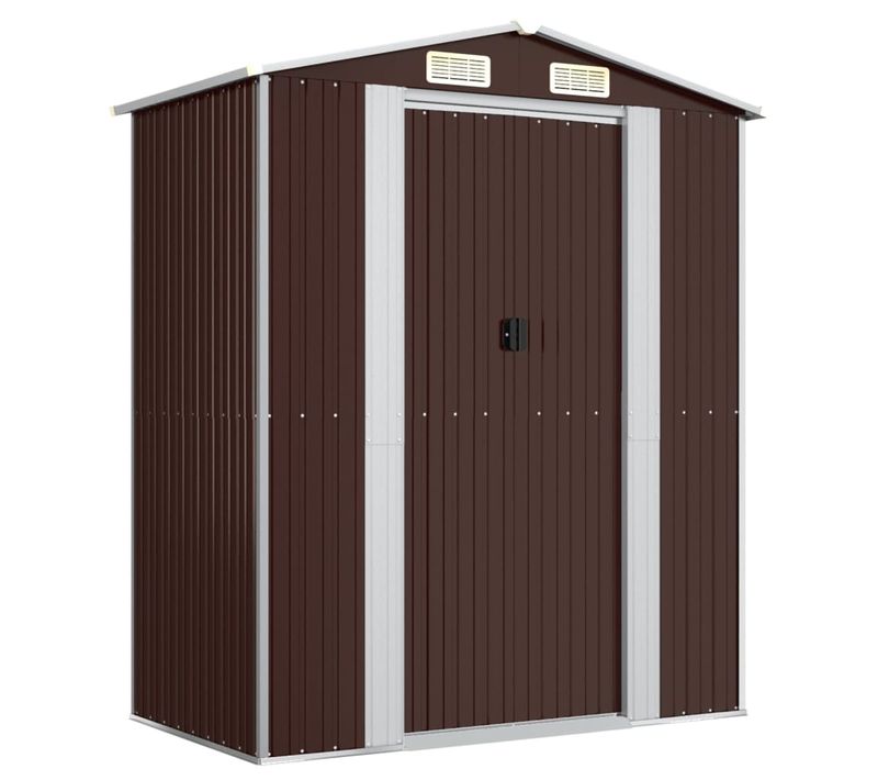 Abri De Jardin - Cabane De Jardin - Abri De Stockage Marron Foncé 192x108x223 Cm Acier Galvanisé