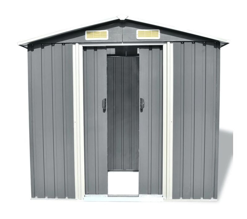 Abri De Jardin - Cabane De Jardin - Abri De Stockage Pour Jardin Métal Gris 204 X 132 X 186 Cm