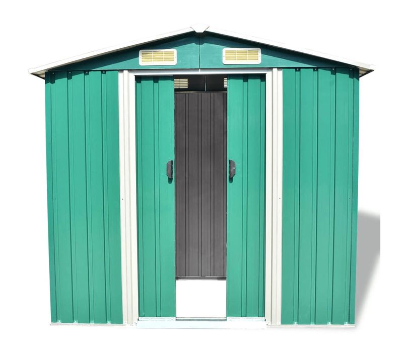 Abri De Jardin - Cabane De Jardin - Abri De Stockage Pour Jardin Métal Vert 204 X 132 X 186 Cm