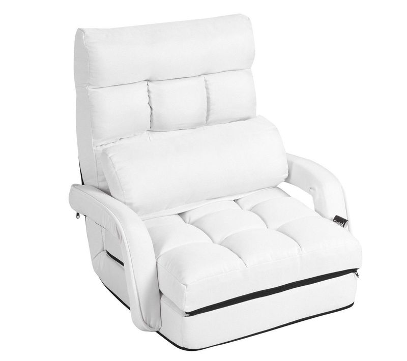 Fauteuil Convertible, Chauffeuse Convertible 1 Place Avec Oreiller 5 Positions En Tissu Lin
