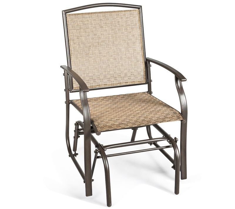 Fauteuil à Bascule Chaise à Bascule Pour Jardin En Textilène Cadre En Acier Charge Max.150kg