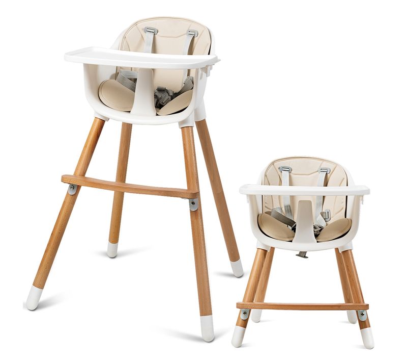 Chaise Haute Bébé Convertible 2 En 1 De 6 Mois à 3 Ans Capacité 15 Kg Hauteur Réglable