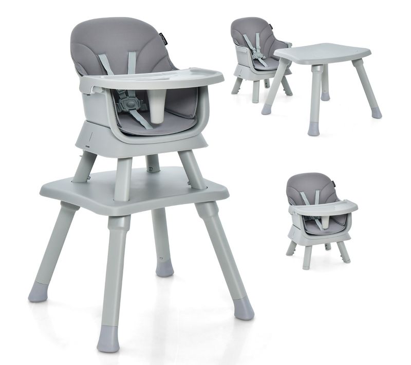 Chaise Haute Bébé Evolutive 6 En 1 Avec Plateau Blocs De Construction Amovible Harnais à 5 Points
