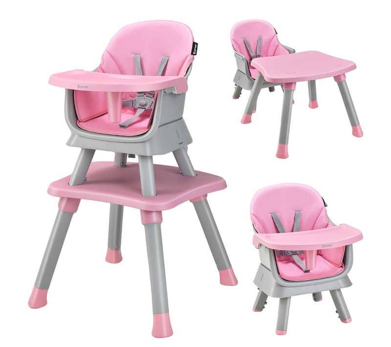 Chaise Haute Bébé Evolutive 6 En 1 Avec Plateau Blocs De Construction Amovible Harnais à 5 Points