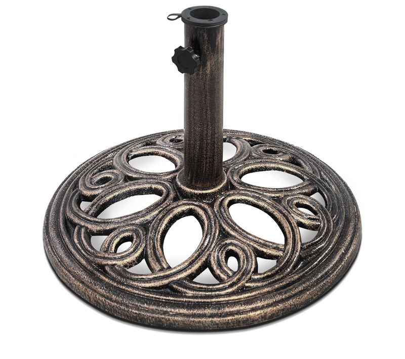 Pied De Parasol Base De Parasol Dia. 45 Cm Ajouré Solide Poteau De 38-48mm En Fonte 12,5 Kg