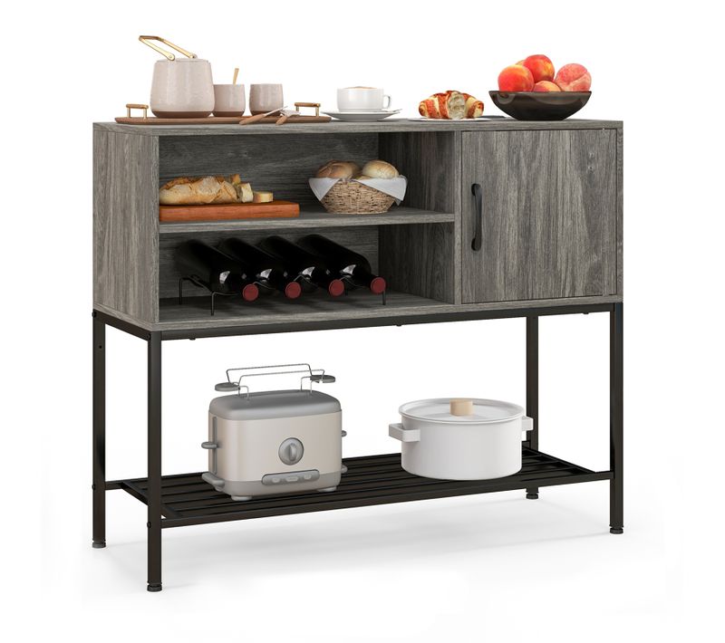Buffet, Bahut, Meuble De Rangement Latéral Meuble De Bar à Café Avec Racks à Vin Et Étagères
