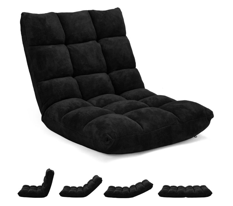 Coussin De Sol Chaise De Méditation Canapé-lit Pliable Avec 14 Positions Réglables 54,5x54,5x56cm