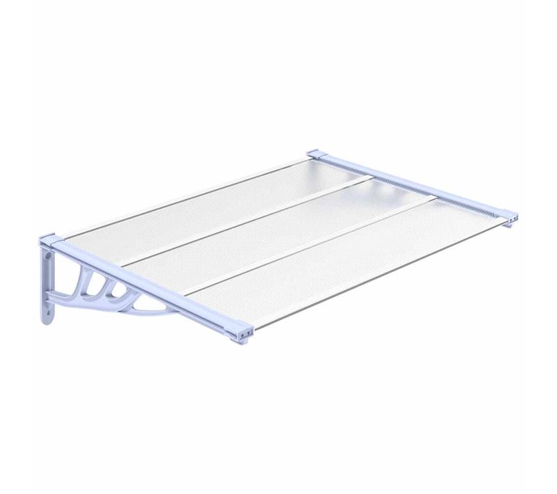 Store Banne - Auvent De Porte Gris Et Transparent 122x90 Cm Polycarbonate At26