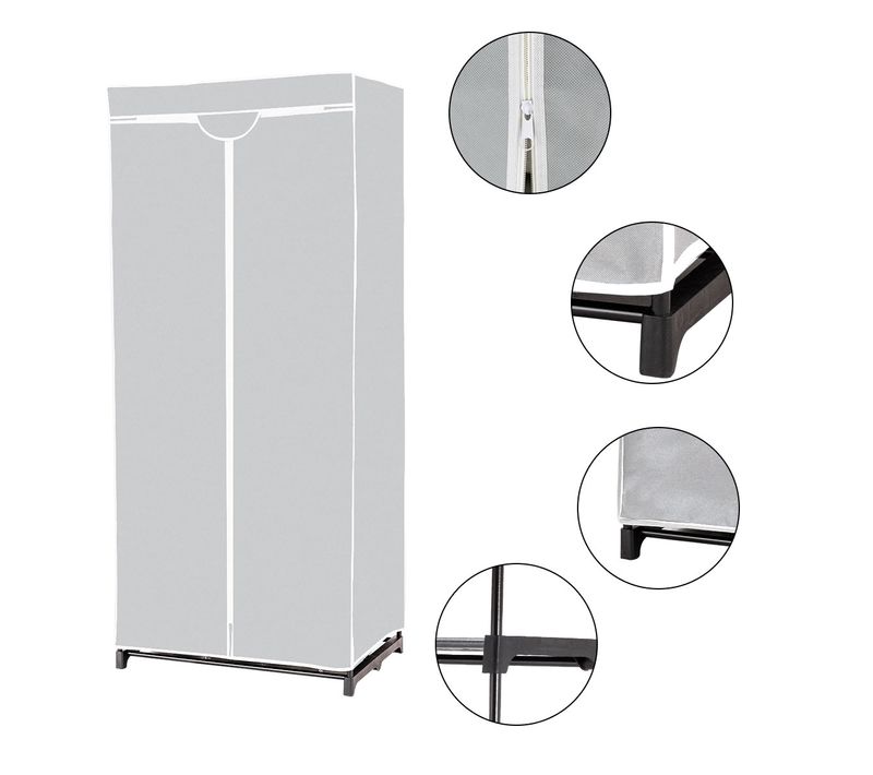 Penderie, Armoire De Rangement, Armoire De Chambre Tissu Grande 75x50x170 Cm Gris