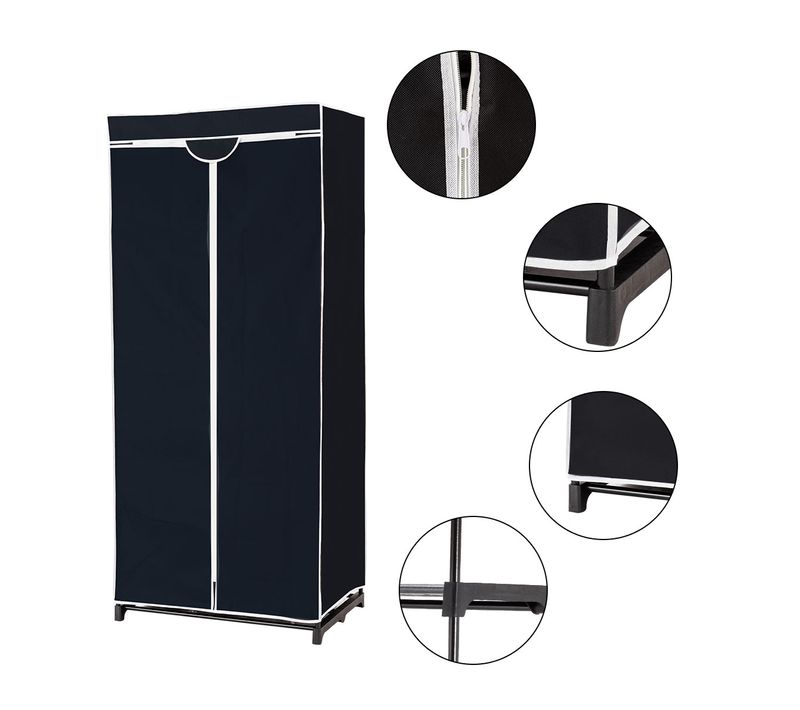 Penderie, Armoire De Rangement, Armoire De Chambre Tissu Grande 75x50x170 Cm Noir