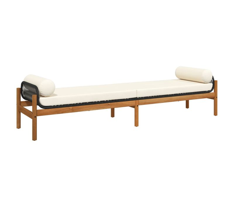 Banc De Jardin - Banquette Avec Coussin Noir Résine Tressée Acacia