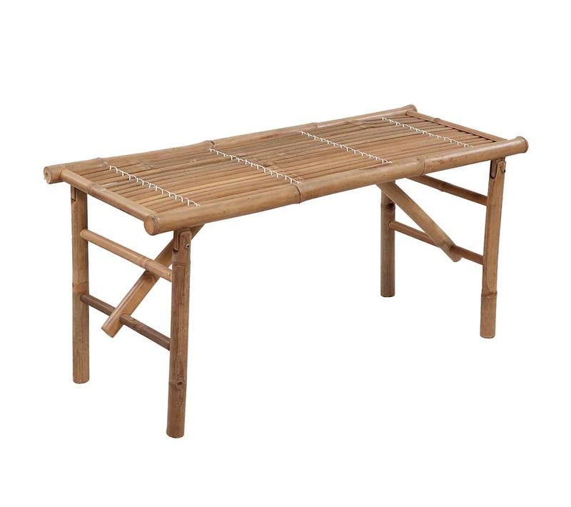 Banc De Jardin Pliable - Banquette Avec Coussin 118 Cm Bambou