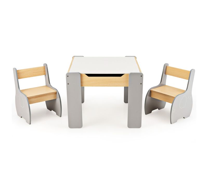 Ensemble Table Et 2 Chaises 3 En 1 Pour Enfant, Tableau 2 Face Noir Et Blanc