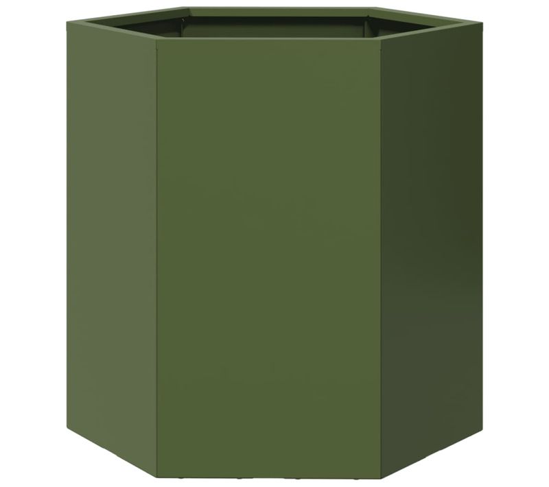 Jardinière - Pot De Fleurs Vert Olive Hexagone 46x40x45 Cm Acier