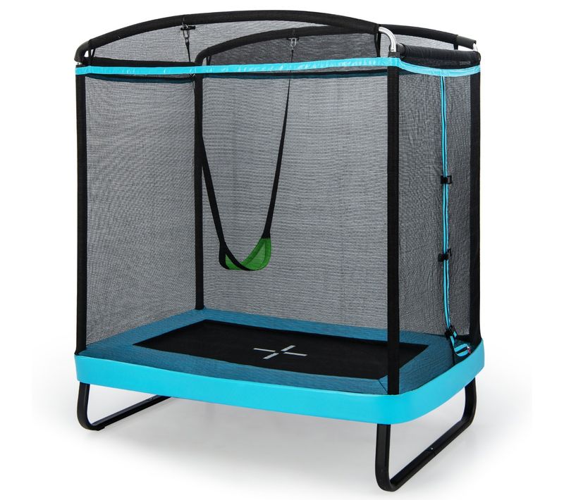 Trampoline Enfants (190x122cm) Avec Balançoire Amovible Trampoline De Jardin Avec Filet De Sécurité