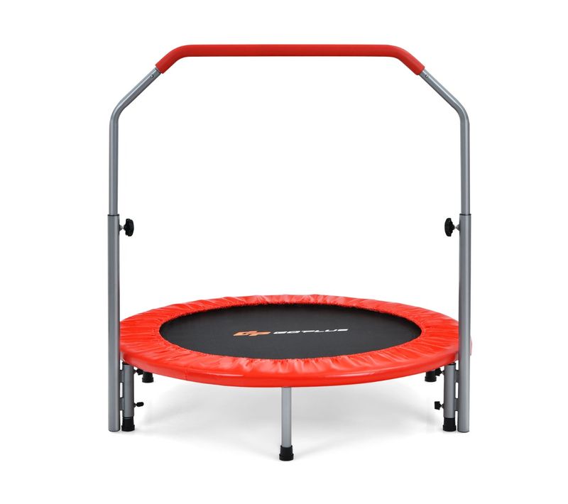 Mini-trampoline Pliable 101 Cm Pour Adultes Et Enfants Avec Main Courante En Mousse Réglable