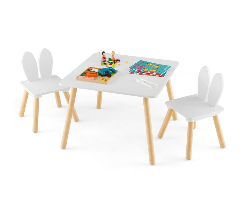 Table Enfants Avec 2 Chaises Ergonomique 3-6 Ans En Forme Lapin Pour Pour Jouer Dessiner Manger