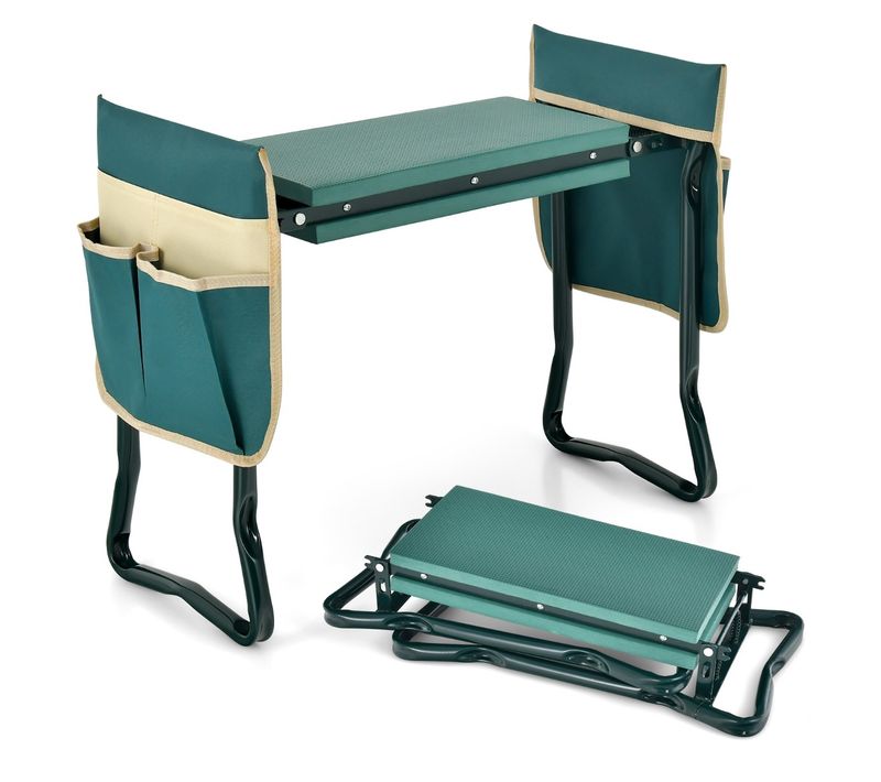 Tabourets De Jardinage Pliable Avec Coussin Eva Genouillère De Jardin 2 En 1 Cadre En Métal
