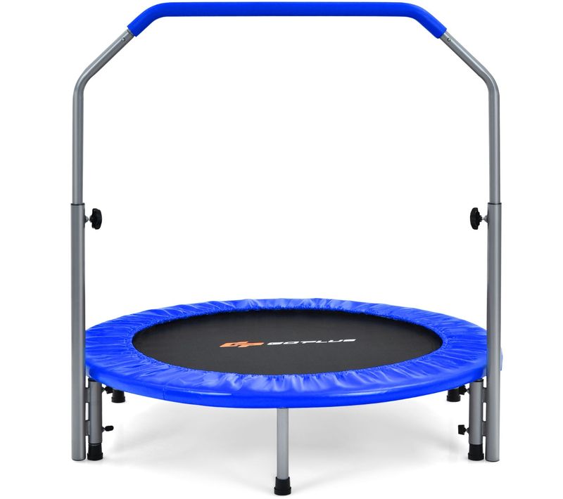 Trampoline De Fitness Pliable, Tapis De Saut 101 Cm Avec Main Courante En Mousse Hauteur Réglable