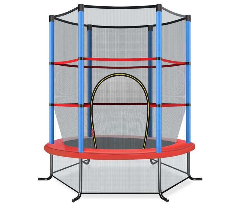 Trampoline De Jardin, Tapis De Saut Pour Enfants Ø165cm Avec Filet De Protection