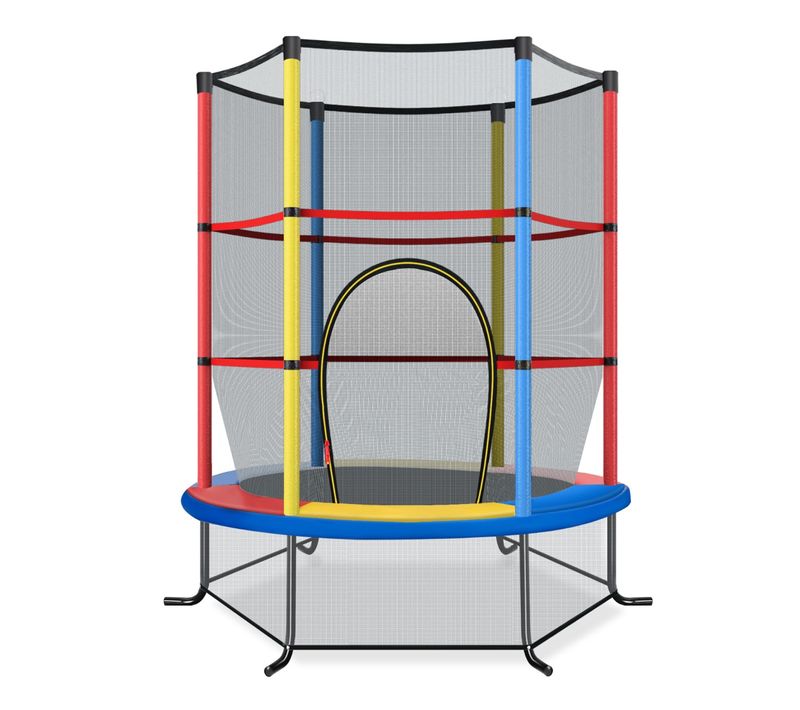 Trampoline De Jardin, Tapis De Saut Pour Enfants D.165cm Avec Filet De Protection Multicolore