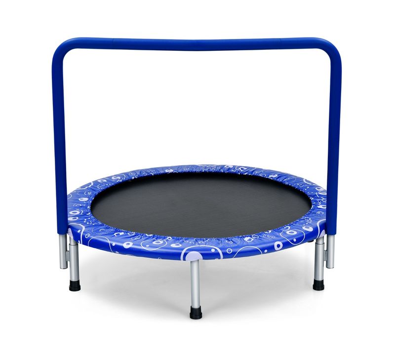 Trampoline Enfants Pliable Ø 92 Cm Avec Housse De Sécurité Matelassée Et Poignée Recouverte